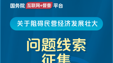 我要看真人免费操逼的国务院“互联网+督查”平台公开征集阻碍民营经济发展壮大问题线索